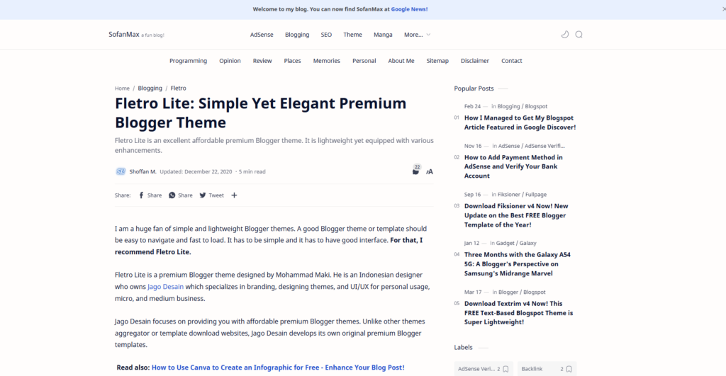 Fastest and Modern Blogger Templates Free